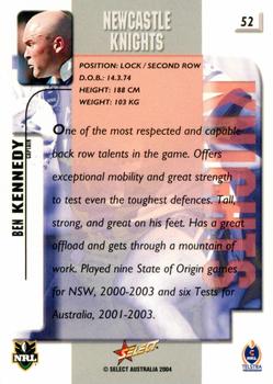 2004 Select Authentic #52 Ben Kennedy Back